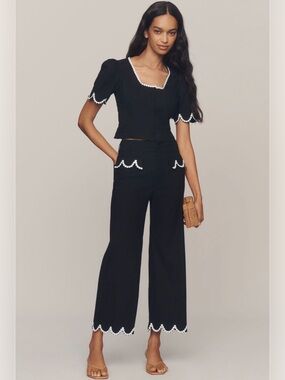 NWT ANTHRO Colette Scalloped Crop Wide-Leg Pants by Maeve (size 31)